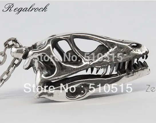 

3D Dinosaur Tyrannosaurus Head Skull Cranium Pendant Necklace