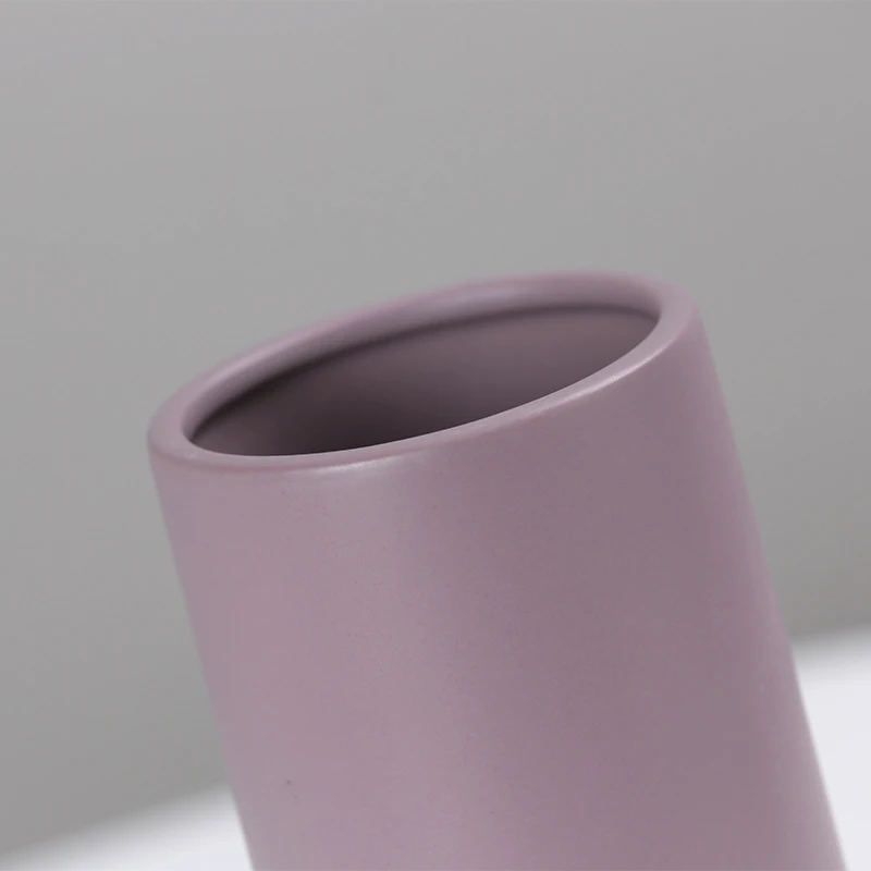 Simple Color Ceramic Vases Matte Purple Bright Purple Vase