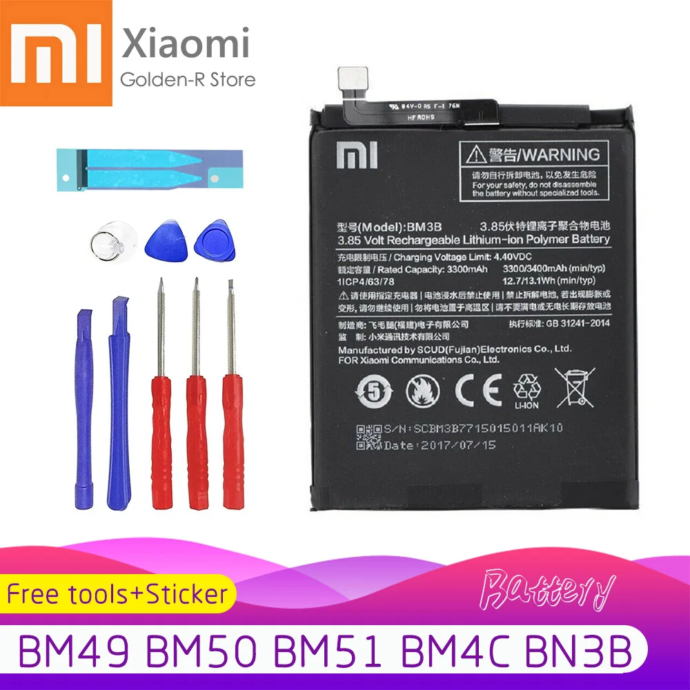

BM49 BM50 BM51 BM4C BM3B For Xiaomi Mi Max Mix 2 Max2 Max3 Mix2 Replacement Phone Battery Lithium Polymer Bateria +Free Tools