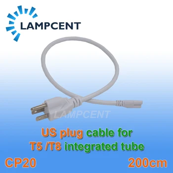 

200CM Wire US Plug 3 Prong Power Cord Cable For T8/T5 Integrated LED Tube Light