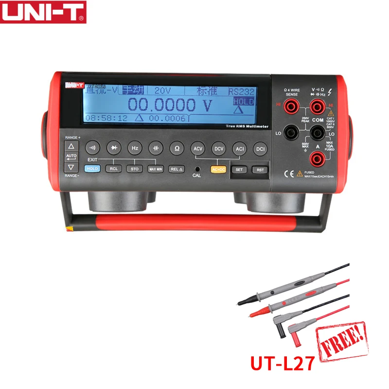 

UNI-T UT805A Ture RMS Bench Auto Range Top Digital multimeters Volt Amp Ohm Capacitance Hz Tester 199999 Counts 1000V 10A 1 GIFT