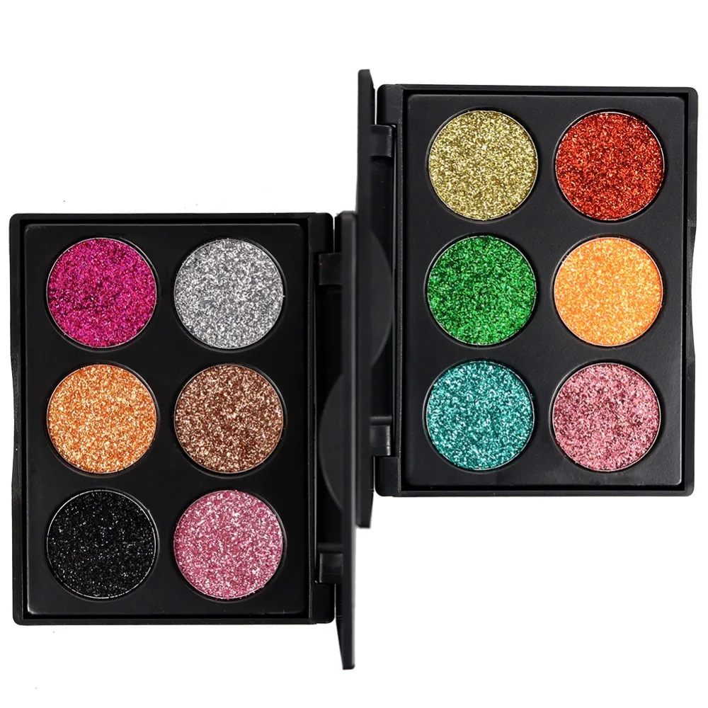 

Makeup Glitter Eyeshadow Palette Metallic Makeup Palette Waterproof Brighten Shimmer Pigments Lasting Cosmetics 6 Colors