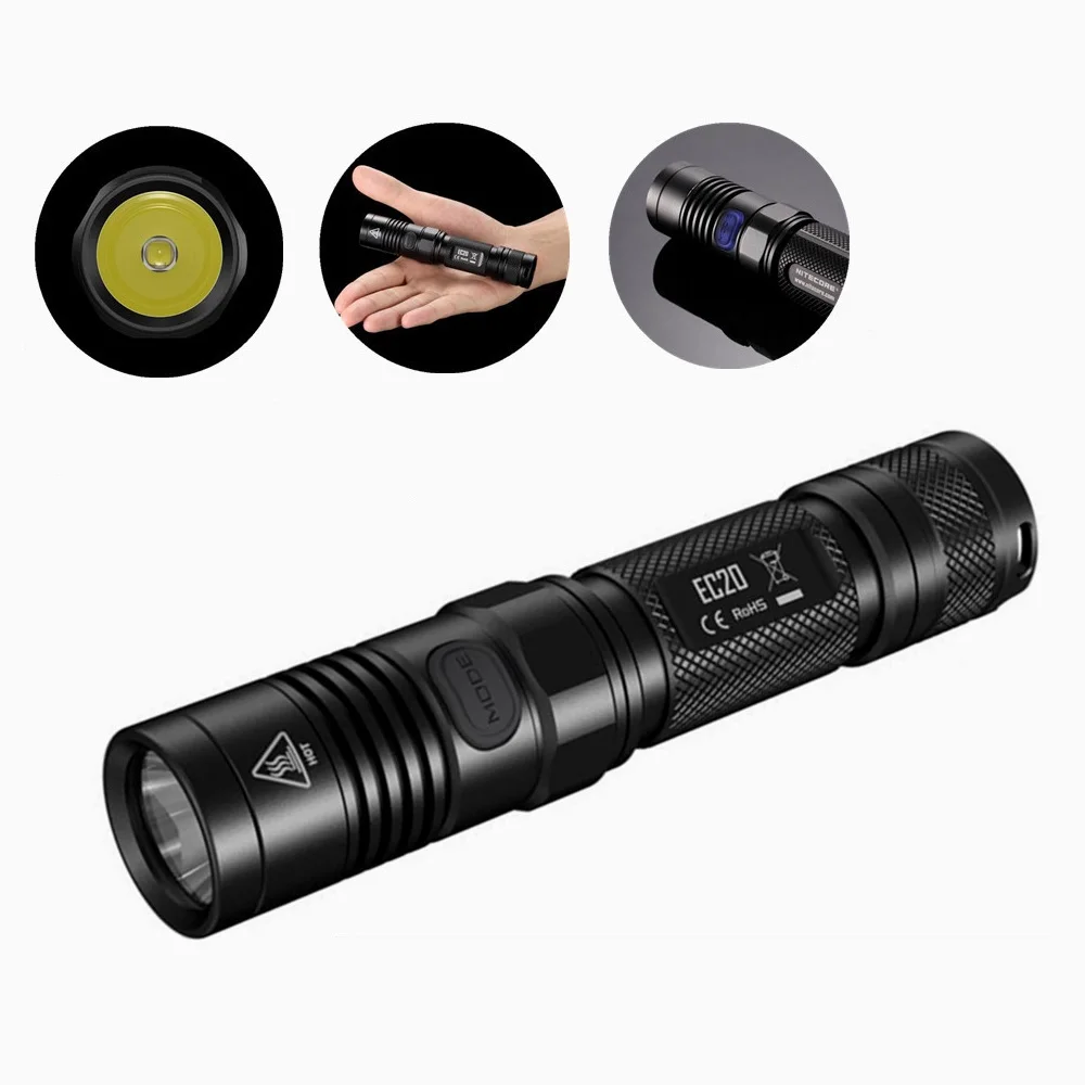 Nitecore EC20 управляемый одной рукой светодиодный светильник Cree XM-L2 960 люменов 4 режима ослепляющий яркий водонепроницаемый 18650 ручной светильник для кемпинга