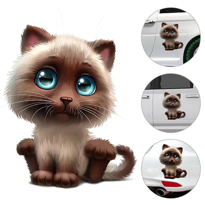 1 шт. 15*18 см милый кот кузова автомобиля Стикеры животных 3D гоночных Боковая дверь