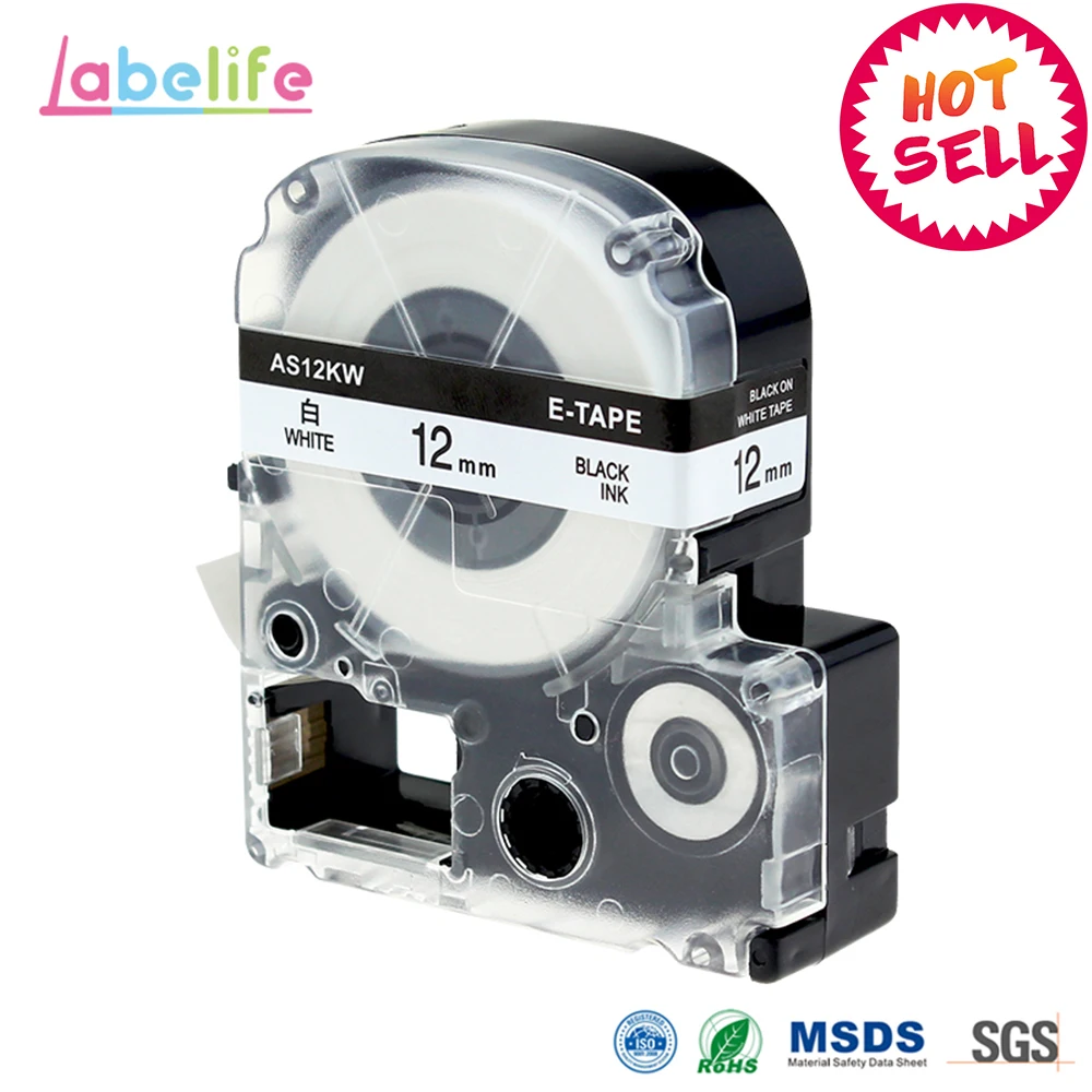 

Labelife 1pcs SS12KW LC-4WBN Compatible Epson LabelWorks LK Tape Standard 12mm Black on White For LW-300, LW-400 & LW-600P
