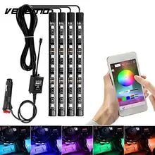 Vehemo RGB приложение супер яркий прочный светодио дный гирлянды СВЕТОДИОДНЫЕ домашний декор салона автомобиля огни полосы днища свет светодиодные ленты атмосфера лампа