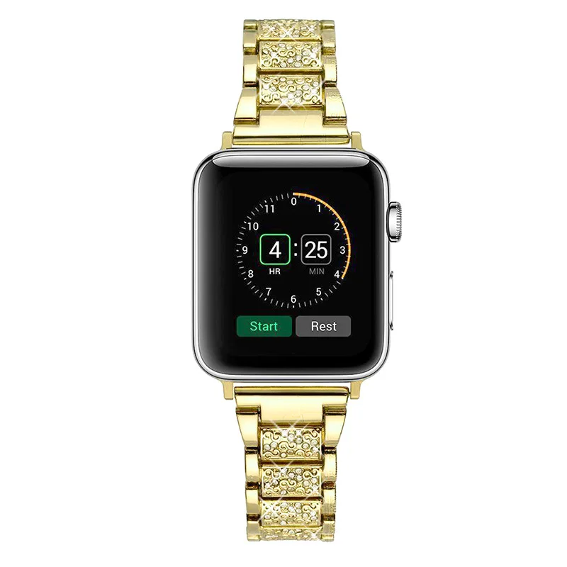 Женские часы со стразами для apple watch 38 мм 42 мм 40 мм 44 мм ремешок из нержавеющей стали iwatch Series 4 3 2 1 браслет на запястье