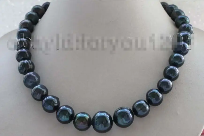 

Free shipping hot sale Women Bridal Wedding Jewelry >>18" Genuine Natural 11-16mm Black pearl Necklace #f1887!