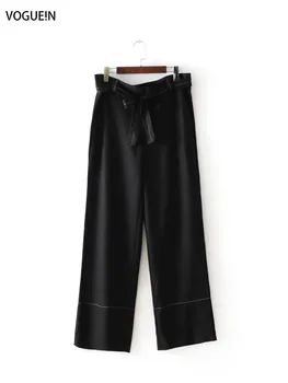 

VOGUEIN New Womens Black with White Sewing Waistband Trousers Pants Wholesale