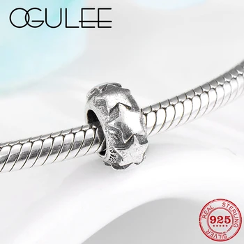 

Spring 925 Sterling Silver Round shape Star charm beads Fit Original Pandora Charm Bracelet Jewelry making
