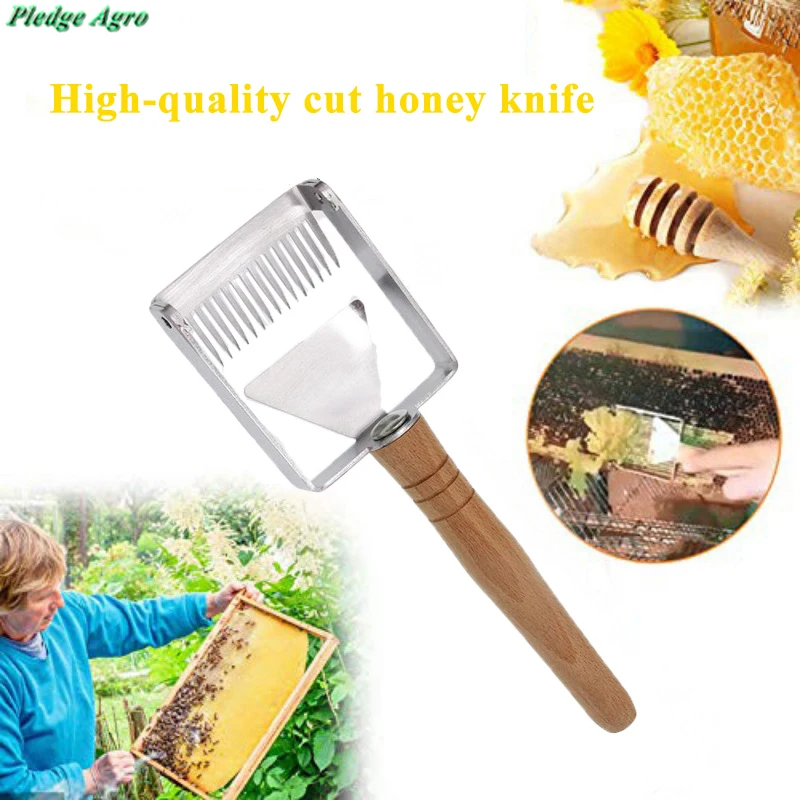 

One pcs honey uncapping bee scraper beekeeping stainless steel wooden handle fork honeycomb cutting tools apicultura equipment