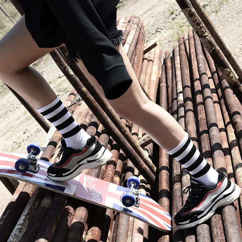 Мужские носки из чесаного хлопка Harajuku красочные хип хоп ulzzang полосатые Harajuku Скейтборд Мужские и женские длинные хлопковые носки