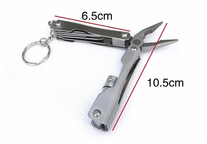 Многофункциональный карманный инструмент из нержавеющей стали, многофункциональный инструмент для путешествий, складные многофункциональные плоскогубцы, Мультитул со светодиодным светильник, серебристый цвет