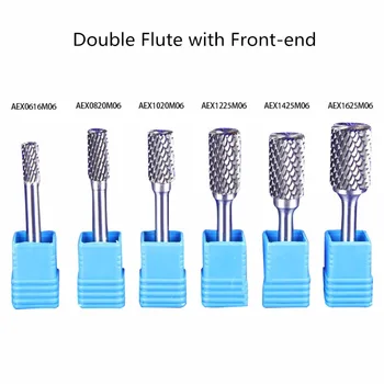 

1PCS " AEX " Premium Carbide Front-end Double Flute Cut Rotary Burr File 1/4" 6mm SHK 6-16mm Head Cylindrical