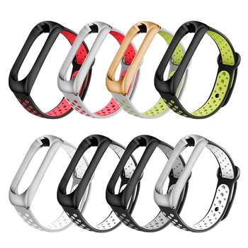 

Stainless Steel Frame Wristband for Xiaomi Mi Band 3 4 Silicone Strap Smart Bracelet Miband 3 with Replaceable Strap Mi 3