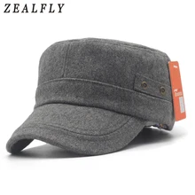 Зимняя Военная Кепка, шерстяная Смешанная плоская кепка для мужчин, унисекс, регулируемая однотонная Повседневная Уличная теплая военная шапка для женщин