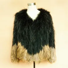 Куртка из натурального меха енота Женская Толстая теплая зимняя новая модная одежда из натурального меха Женское пальто дамское пальто из натурального меха енота