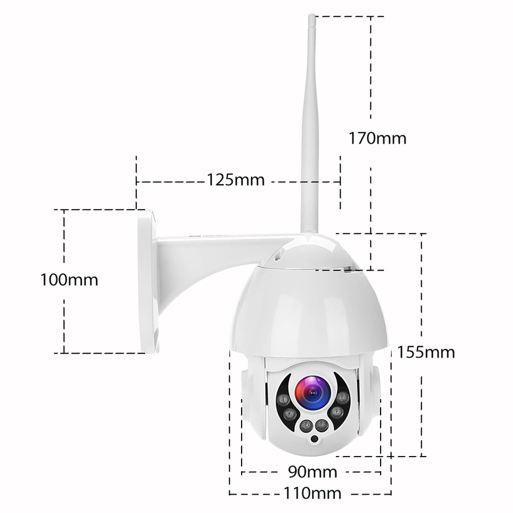 IP камера WiFi наружная скоростная купольная 1080p PTZ Onvif ночного видения ИК CCTV