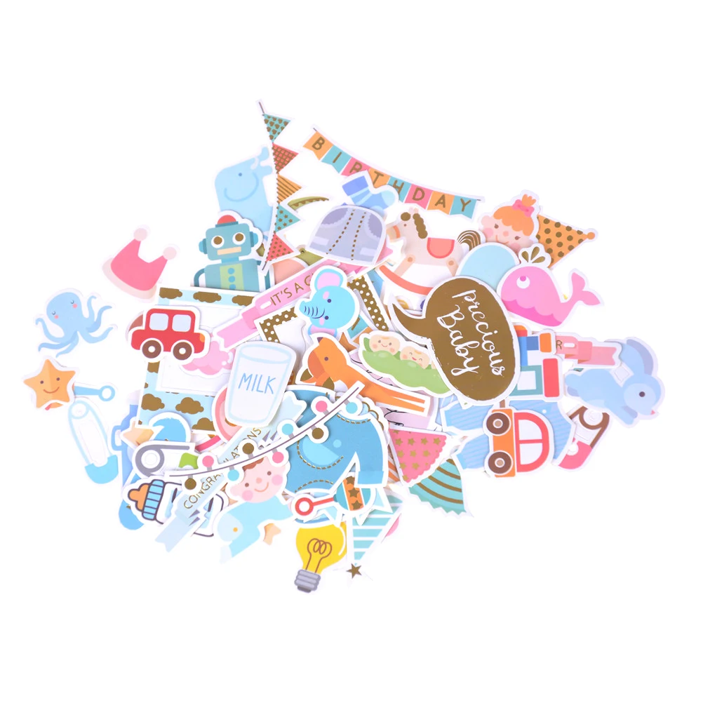 

73pcs/Lot Cute Colorful Hello Baby Die Cuts Stickers For Scrapbooking Happy Planner/Card Making/Journaling Project Wholesale