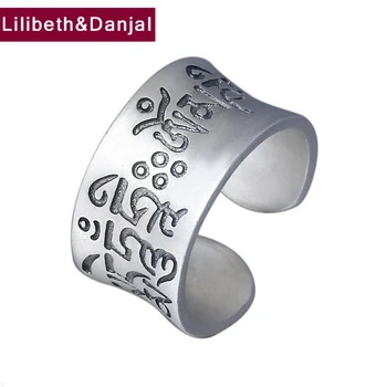 

Buddha Ring 100% Real S990 Sterling Silver Jewelry Men Women Ethnic Tibetan Mantra finger Adjustable Ring 2018 Gift R126