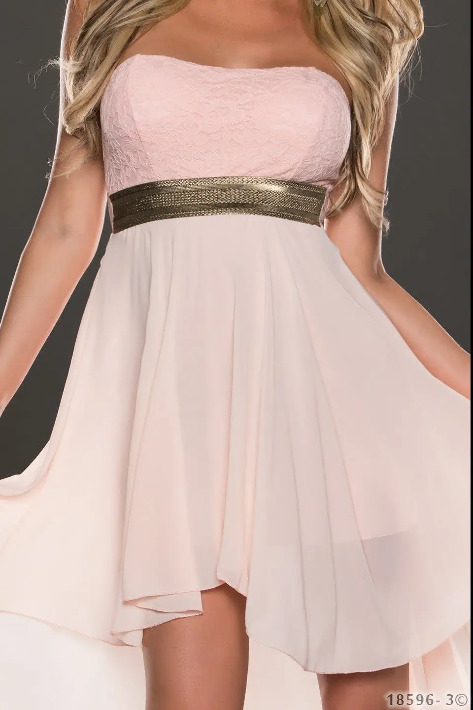 ML18067-1strapless chiffon dress