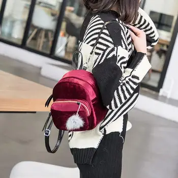 

MOLAVE Backpacks new high quality Mini Fur Ball Fashion Shoulder Solid Backpack Girls Travel School backpack women mar23