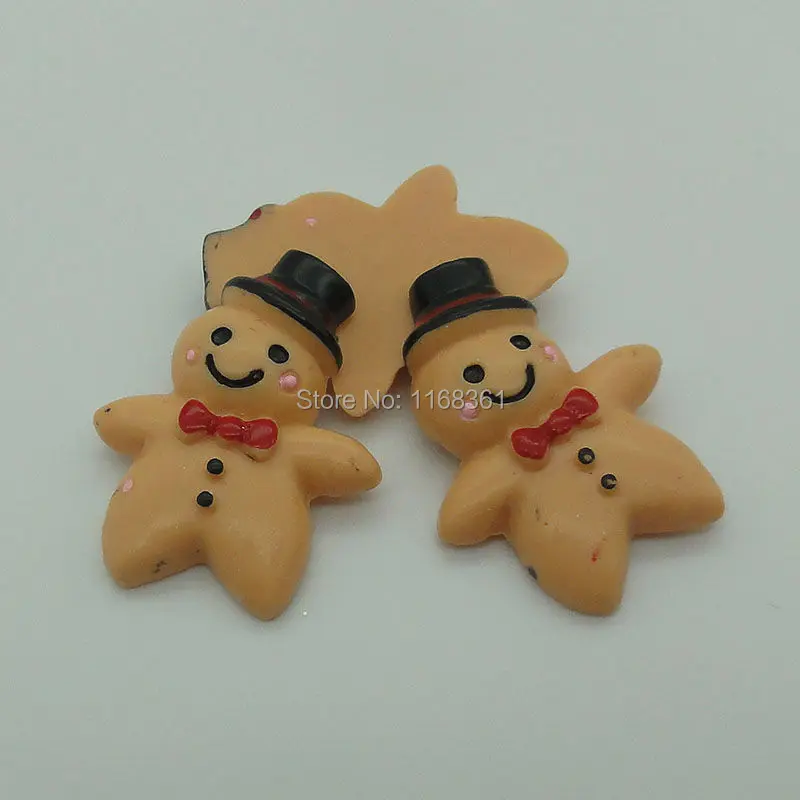 1pcs/lot resin flatback black hat Gingerbread Man 30mm Cabochons Scrapbooking Hair Bow Center DIY Christmas decration C109-2