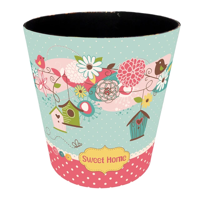 Us 14 41 31 Off 10l Cartoon Bird Cage Waterproof Leather Trash Bin Waste Container Garbage Can Home Bedroom Kitchen Garbage Bins Drop Shipping In