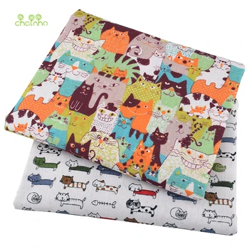 

Chainho,Cat Cartoon Series,Printed Cotton Linen Fabric For DIY Quilting & Sewing Sofa,Table Cloth,Curtain,Bag,Cushion Material