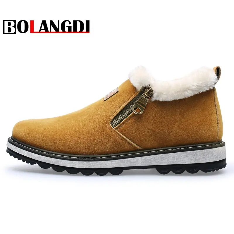 

Bolangdi 2018 New Arrival Winter Men's Running Boots Wear Resistant Handmade Ankle Boots Warm Sneakers Zipper Men Running Sports