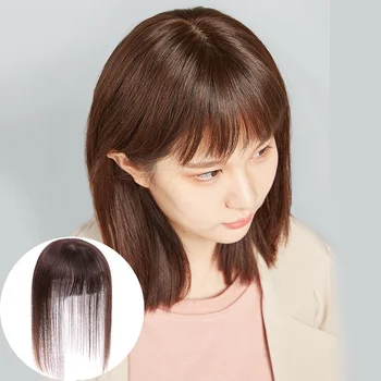 

JINJIAN Hair repair Girl Air bangs Hair accessories Women Hair extension Replacement block Dark brown Natural black