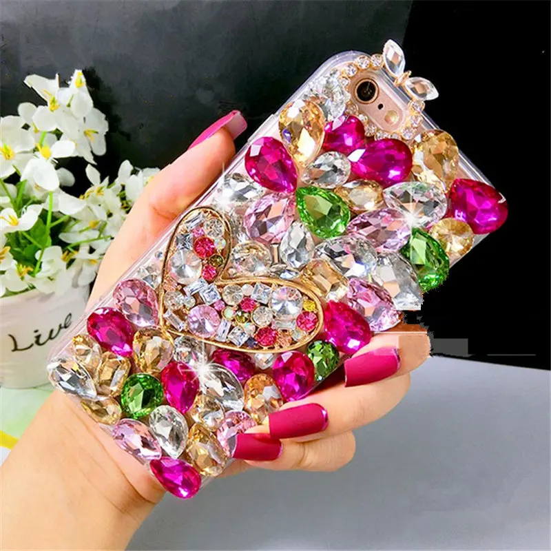 

For Xiaomi mi A1 A2 8 lite redmi note 4 4x 5A Prime 5 Plus S2 Y2 6A 6 Pro Diamond Crystal Heart Rhinestone Soft Phone Case
