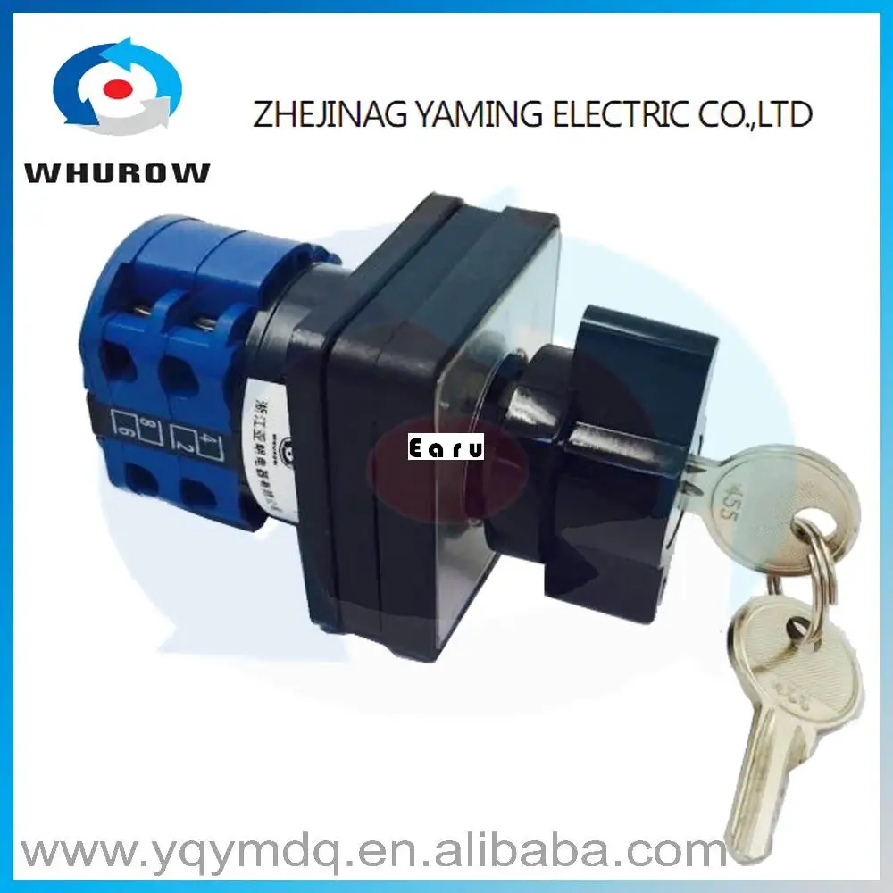 

LW39B-16/2 with lock voltage automatic electrical changeover rotary cam switch two poles 3 positions 16A sliver point contacts