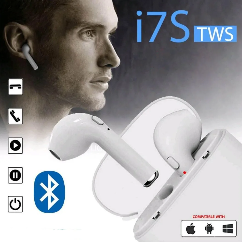 I7S TWS Ture беспроводные Bluetooth наушники гарнитура с микрофоном для iphone Android|Наушники и