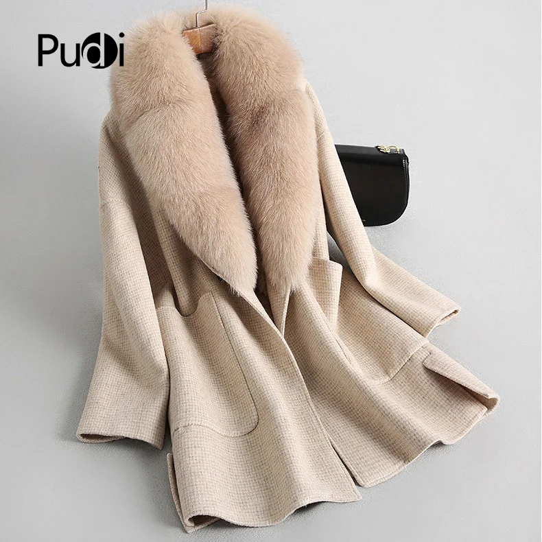 Fourrure Manteau Veste Loisirs Laine Ro18153 Pudi Avec Lady De Poche Style Plaid Livraison 2019 Col Femmes Automne Big Fox Hiver qcHBg06B8U
