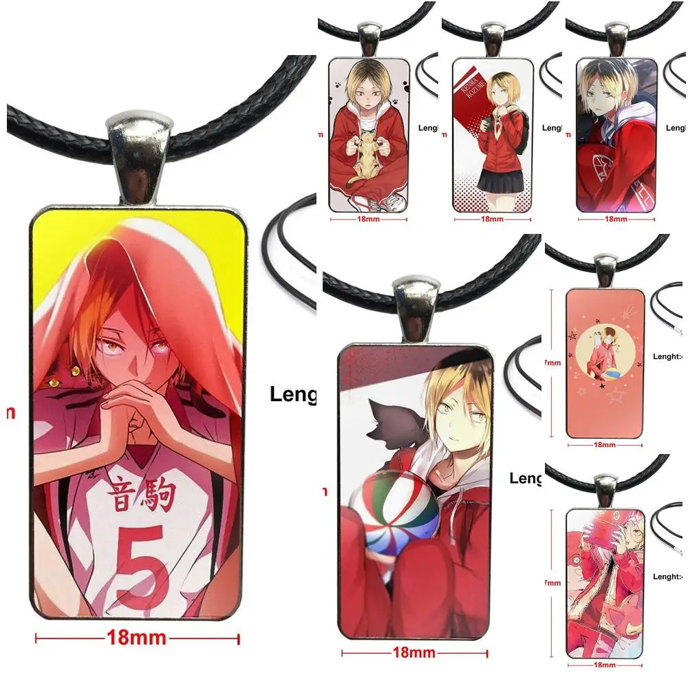 

Pretty Art Cute Kawaii Kozume Kenma Haikyuu Necklace Fashion Long Chain With Rectangle Necklace Jewelry