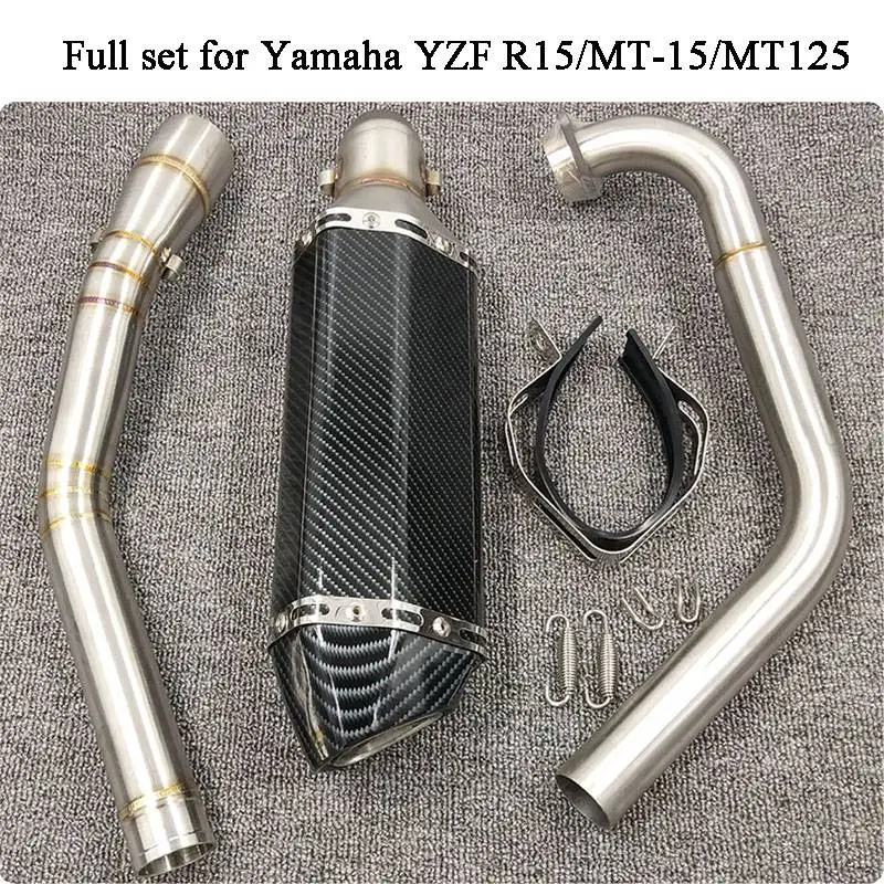 MTImport Motorcycle Full Set Exhaust Muffler Silencer Middle Link Pipe Tube Modified For Yamaha YZF R15 MT-15 2008- MT 125 - Цвет: Disign B