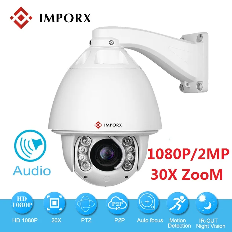 

IMPORX 1080P 2.0MP CCTV Camera Outdoor Auto Tracking PTZ IP Camera 30X Zoom Auto Focus Security Wifi Camera With Audio POE Wiper