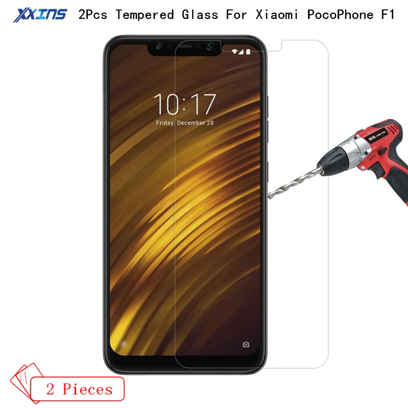 

2Pcs Tempered GLASS For Global Version Xiaomi POCOPHONE F1 POCO F1 6GB 64GB Snapdragon 845 Screen Protective on Toughened Film