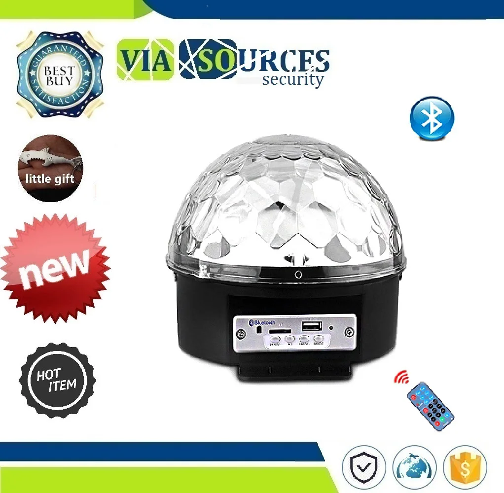 

9 Colors Flash Lamp Wedding Magic Crystal Ball U disk broadcast Led Bluetooth Speaker Stage Light Sound Control Stage Lamp