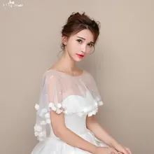 TA118 3D Цветы прозрачные вечерние накидки с бисером