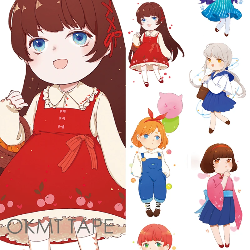 

3.5cmX5M Happy Little Girl Masking Tape Japanese Washi Tape Scrapbooking Washi-tape Papeleria School Tools Decorative Stationery