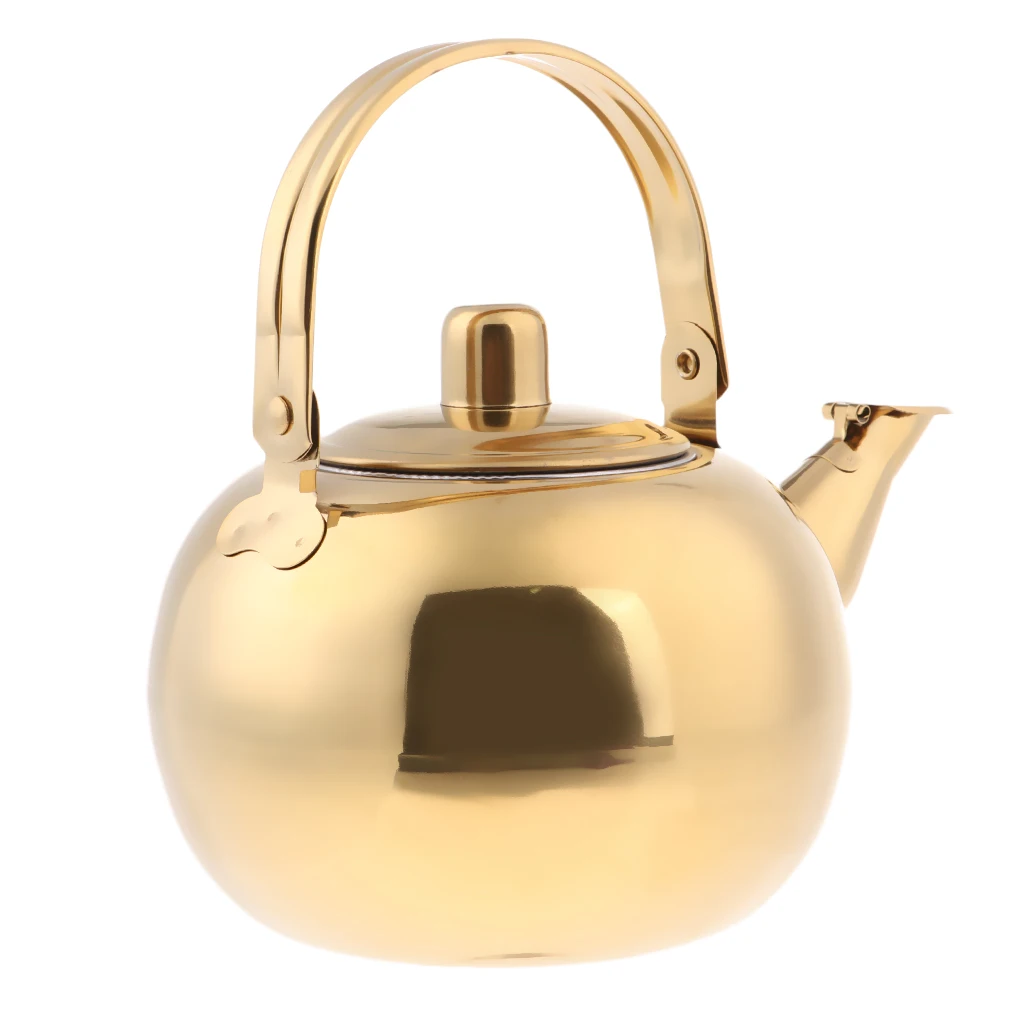 1000ml / 1500ml / 2000ml / 2500ml Durable Outdoor Camping Stainless Steel Tea Kettle Waterpot Silver/ Gold