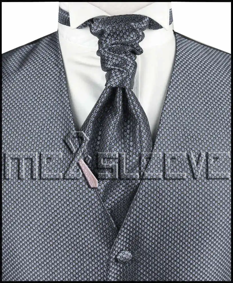hot sale free shipping small check grey wedding dress styles vest ascot tie cufflinks handkerchief 