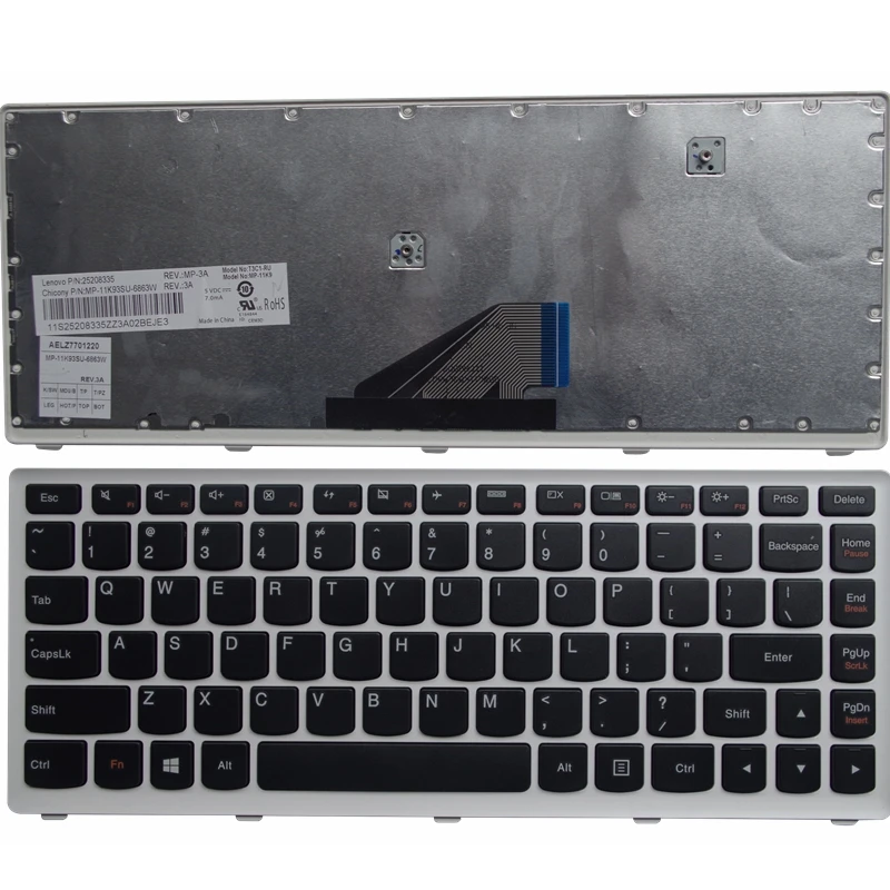 

New Original Keyboard for Lenovo IdeaPad U310 Keyboard Black Key Silver White Frame