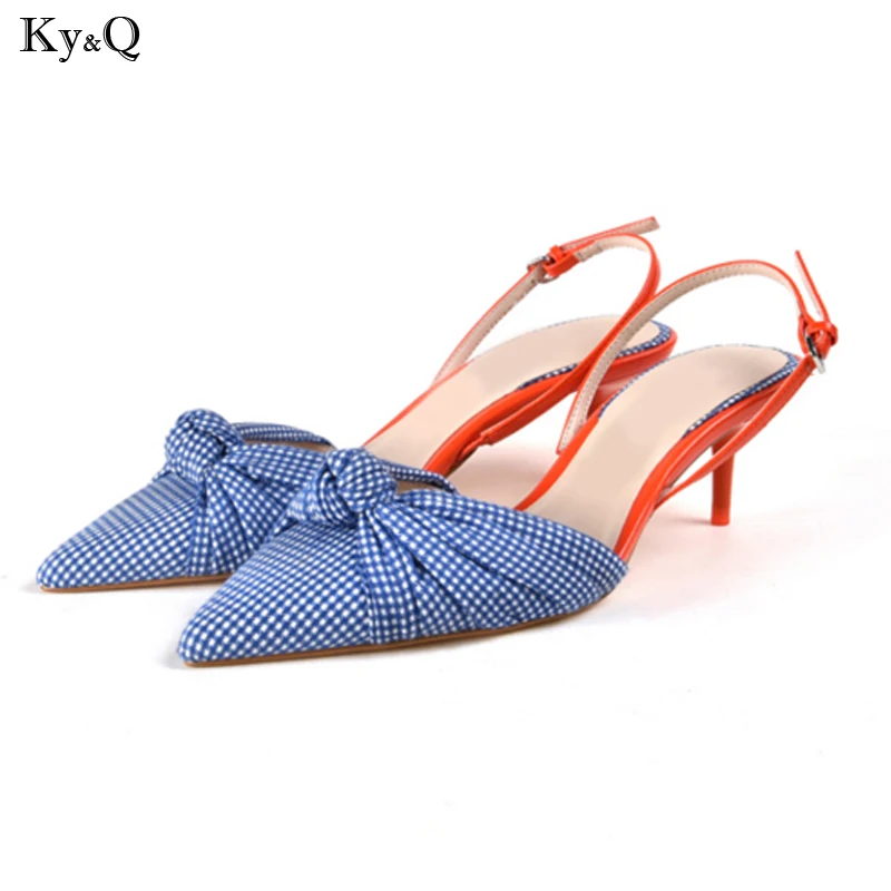 

Summer New 2019 Ladies Korean Fashion Pointy Comfortable Baotou Stiletto Bow Shallow Versatile Casual High Heel Sandals 5-8cm