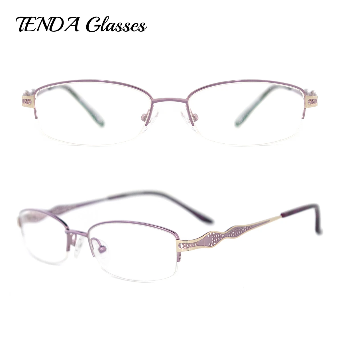 

Fashion Designer Eyeglasses Women Eyewear Metal Half Rim Oval Optical Frame For Glasses Prescription