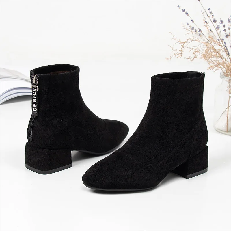 

2018 Zip Up Short Boots Women'S Boots Winter Zipper Martin Boots Female Shoes Fashion Zipper Suede Ladies Ankle Shoes Autumn