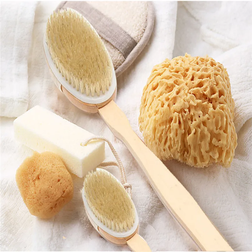 Soft Bath Brush Shower Brush Boar Bristles Exfoliating Body Massager with Long Wooden Handle Household cleaning brush #2Y23 (10)
