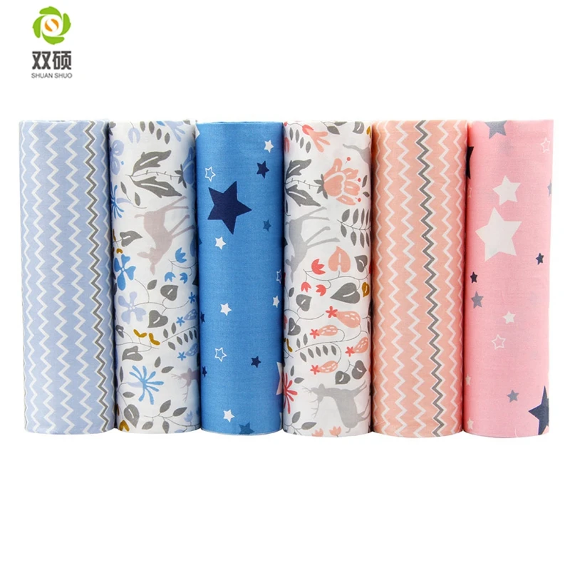 Shuanshuo бренд Ткань цветок Дизайнер Тильда хлопок лоскутное для Вышивание Ткань S Комплект DIY куклы одежда 6 шт./лот 40*50 см